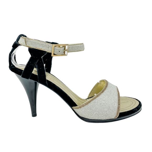 Chanel Vintage Glitter & Velvet High Heel Evening Sandals size 37.5C / US 6.5-7 - Picture 10 of 14